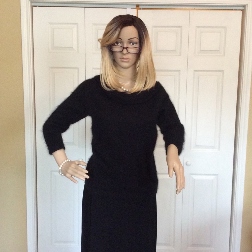 Hilliard Hanson Angora & Nylon Swoop Neck Sweater